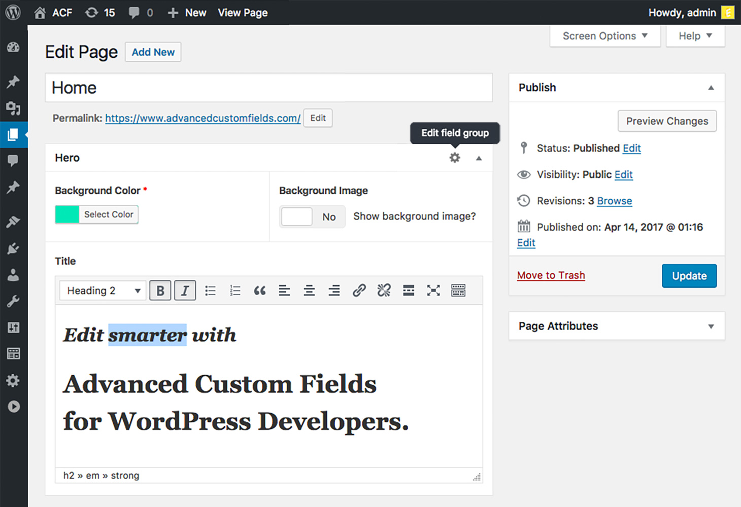 Advanced custom fields wordpress plugin